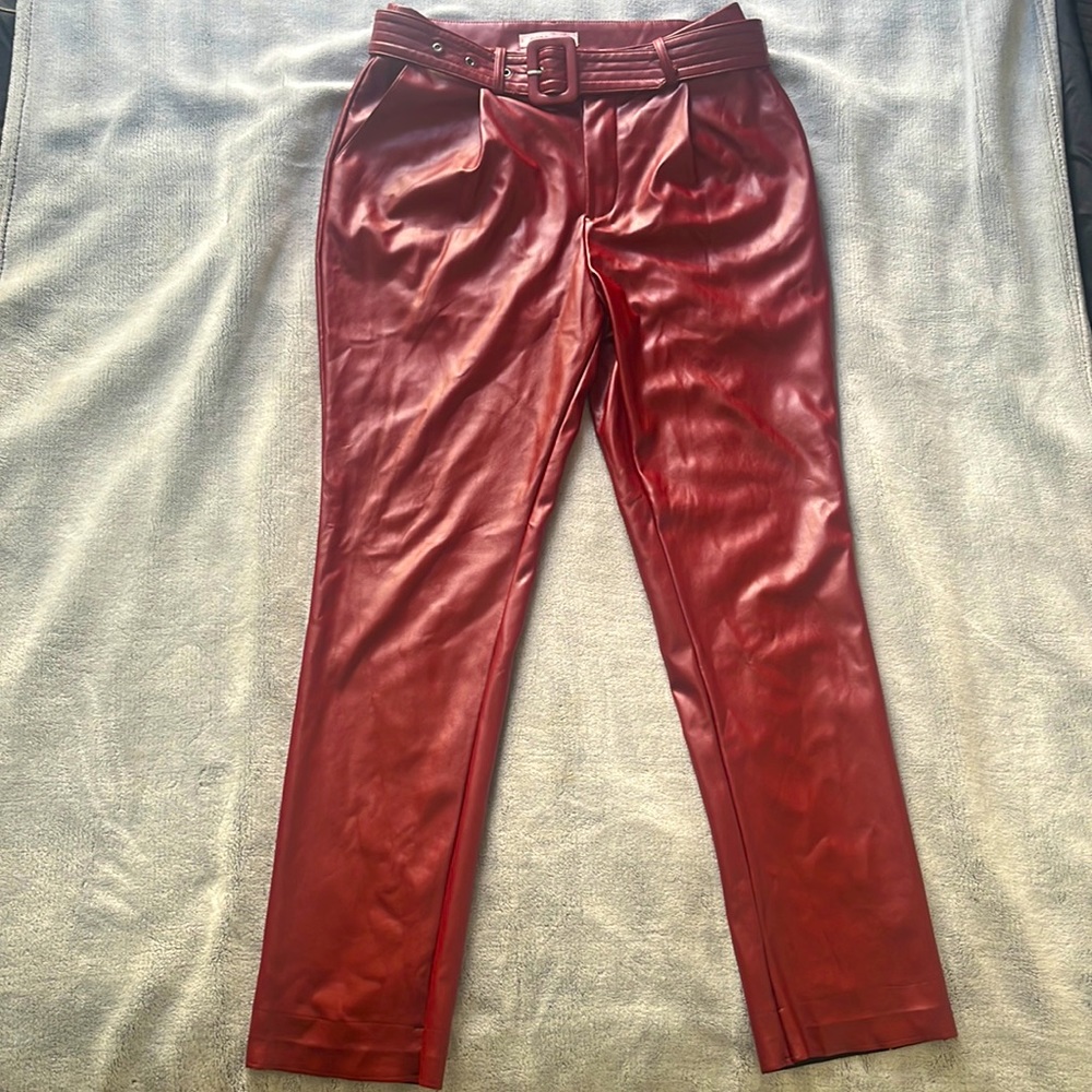 Bcbg red leather pants medium with belt that comes with it